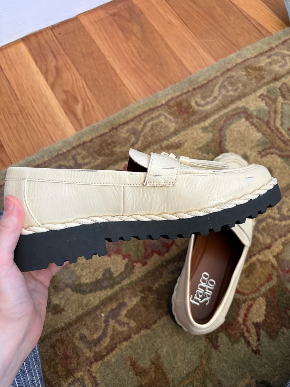 Franco Sarto Ivory Leather Tassel Loafers - Picture 2 of 7